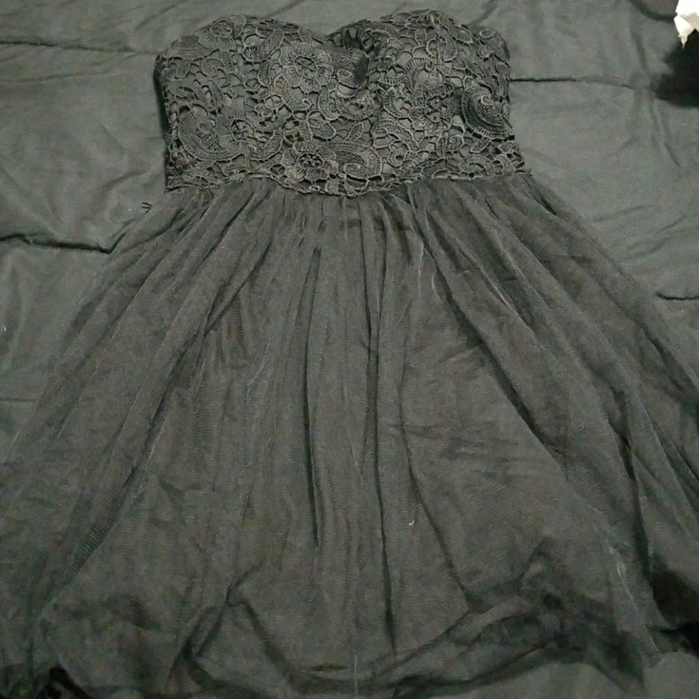 Black strapless dress